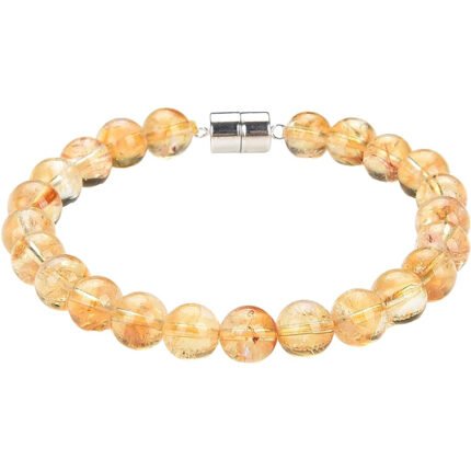 Pearlz Ocean Natural Healing Gemstone Round 8mm Crystal Bead 8 Inch Long Handmade Bracelet 925 Sterling Silver for Women Girls