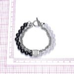 Pearlz Ocean Healing Crystal Unisex Dual Beads Chain Bracelets 8mm Gifts For Men Women - (Black Onyx, White Onyx) - Image 2