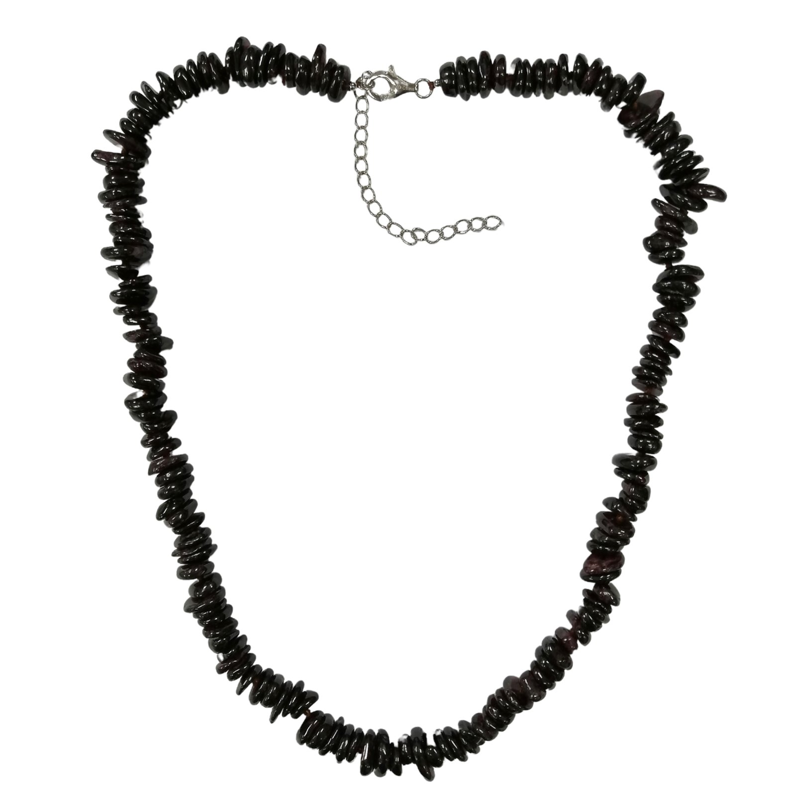 OPN-11449-A Pearlz Ocean Garnet Chip Beaded Necklace for Women – 20" + 3" Knotted Rondelle Natural Red Gemstone Jewelry in 925 Sterling Silver, Elegant & Stylish Look - Image 1
