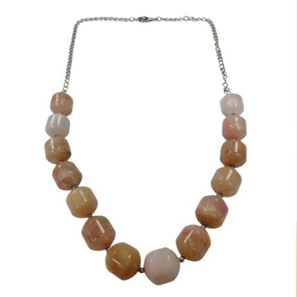 Pearlz Ocean Pink Opal Necklace for Women – 19"-20" Adjustable Chunky Natural Gemstone Jewelry in 925 Sterling Silver, Elegant & Gift-Ready Design