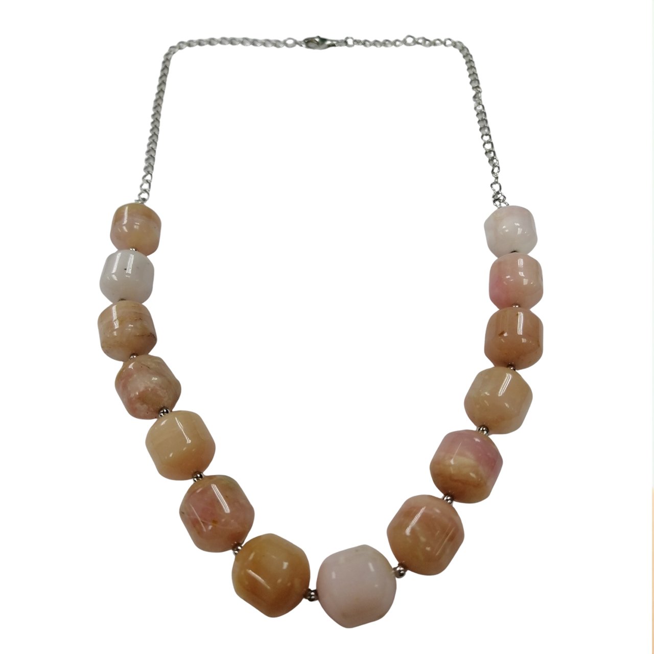 OPN-11620 Pearlz Ocean Pink Opal Necklace for Women – 19"-20" Adjustable Chunky Natural Gemstone Jewelry in 925 Sterling Silver, Elegant & Gift-Ready Design - Image 1