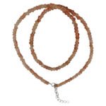 Pearlz Ocean Natural Sunstone Necklace Set for Women – 16"+2" Faceted Rondelle Beads in 925 Sterling Silver, Energising Healing Crystal Jewelry, Skin-Friendly & Tarnish-Resistant