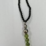 Pearlz Ocean Black Onyx & Peridot Necklace 20", 925 Silver Chain, Round Gemstone Beads for Women - Image 3