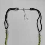 Pearlz Ocean Black Onyx & Peridot Necklace 20", 925 Silver Chain, Round Gemstone Beads for Women