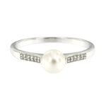 Pearlz Ocean Ladies Natural White Freshwater Pearl & Topaz Ring – 925 Sterling Silver Rhodium Plated – Round Cut Hypoallergenic Elegant Jewelry - Image 2