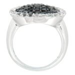 Pearlz Ocean Black Spinel & White Topaz Ring for Women – 2mm Stones in Rhodium-Plated 925 Sterling Silver, Bold Cocktail Statement Jewelry - Image 2