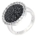 Pearlz Ocean Black Spinel & White Topaz Ring for Women – 2mm Stones in Rhodium-Plated 925 Sterling Silver, Bold Cocktail Statement Jewelry - Image 5