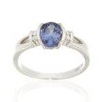 Pearlz Ocean Ladies Natural Blue Tanzanite & Cubic Zirconia Ring – 925 Sterling Silver Rhodium Plated – Oval Cut Elegant Engagement Jewelry – Gift for Women - Image 2