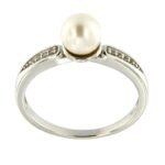 Pearlz Ocean Ladies Natural White Pearl & White Topaz Cocktail Ring – 925 Sterling Silver Rhodium-Plated – Elegant Freshwater Gemstone Jewelry – Classic Daily Sparkle
