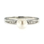 Pearlz Ocean Ladies Natural White Pearl & White Topaz Cocktail Ring – 925 Sterling Silver Rhodium-Plated – Elegant Freshwater Gemstone Jewelry – Classic Daily Sparkle - Image 2