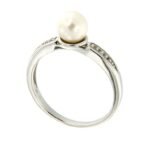 Pearlz Ocean Ladies Natural White Pearl & White Topaz Cocktail Ring – 925 Sterling Silver Rhodium-Plated – Elegant Freshwater Gemstone Jewelry – Classic Daily Sparkle - Image 3