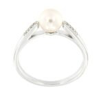Pearlz Ocean Ladies Freshwater Pearl & White Topaz Ring – 6.5mm Pearl Center Stone in 925 Sterling Silver, Rhodium-Plated, Waterproof & Hypoallergenic Gift Jewelry for Women - Image 5