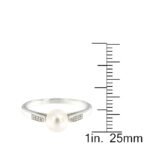 Pearlz Ocean Ladies Freshwater Pearl & White Topaz Ring – 6.5mm Pearl Center Stone in 925 Sterling Silver, Rhodium-Plated, Waterproof & Hypoallergenic Gift Jewelry for Women - Image 3