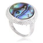 Pearlz Ocean Abalone Shell Ring for Women – 16mm Round Natural Abalone Statement Ring – 925 Sterling Silver – Elegant & Versatile Jewelry - Image 2
