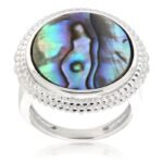 Pearlz Ocean Abalone Shell Ring for Women – 16mm Round Natural Abalone Statement Ring – 925 Sterling Silver – Elegant & Versatile Jewelry - Image 4