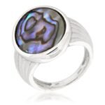 Pearlz Ocean Abalone Shell Ring for Women – 925 Sterling Silver with Rhodium Finish – Elegant Jewelry Gift for Birthdays & Anniversaries
