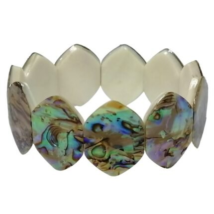 Pearlz Ocean Ladies Abalone Shell Bracelet – 7.5-8" Marquise Stretch – Natural Polished Abalone Shell Jewelry – Colorful, Lightweight & Flexible