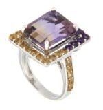Pearlz Ocean Ametrine, Amethyst & Citrine Ring – Multicolor Gemstone Cocktail Ring for Women with 12mm & 2mm Stones in 925 Sterling Silver, Elegant & Gift-Worthy - Image 4
