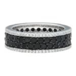 Pearlz Ocean Black & White Cubic Zirconia Band Ring – Round Cut Synthetic Stones in 925 Sterling Silver with Rhodium Finish, Elegant Eternity Style for Women - Image 2