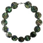 Pearlz Ocean Abalone & Onyx Necklace for Women – 26mm Natural Coin Beads Jewelry in Sterling Silver, Elegant & Calming Gemstone Design