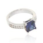 Pearlz Ocean Blue & White CZ Ring for Women – 7mm Princess Cut Tanzanite CZ with White CZ Accents – 925 Sterling Silver Elegant Gift Jewelry - Image 2