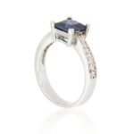 Pearlz Ocean Blue & White CZ Ring for Women – 7mm Princess Cut Tanzanite CZ with White CZ Accents – 925 Sterling Silver Elegant Gift Jewelry - Image 3