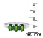 Pearlz Ocean 925 Sterling Silver Ring – Ladies Chrome Diopside & White Topaz – Elegant Green Gemstone, 3-Stone, 4x6mm - Image 4