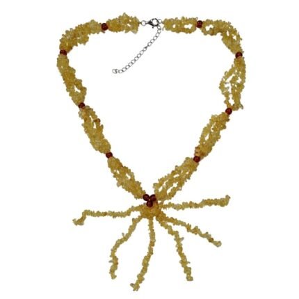 Pearlz Ocean Citrine & Red Agate Gemstone Tassel Necklace – 20" Statement for Women – 925 Sterling Silver – Enhance Elegance & Confidence – Natural Stones