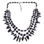 Pearlz Ocean Amethyst Necklace for Women – 3-Line 20" Flat Oval Nugget Beads in 925 Sterling Silver, Natural Gemstone Elegant Gift Jewelry
