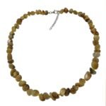 Pearlz Ocean Yellow Golden Tiger Eye Necklace for Women – 18" + 2" Extension Knotted Natural Gemstone Healing Jewelry in 925 Sterling Silver, Stylish Everyday Accessory