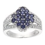 Pearlz Ocean Women’s Quatrefoil Cocktail Ring – Iolite & White Topaz Gemstones – 925 Sterling Silver, Elegant Statement Jewelry