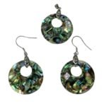 Pearlz Ocean Ladies Abalone Earring & Pendant Set – Coin Free Shape, Ocean-Inspired Iridescence – 925 Sterling Silver, Lightweight Fancy Jewellery for Gifting & Everyday