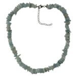 Pearlz Ocean Aquamarine Necklace for Women – 18"+3" Natural Rondelle Gemstone Chips Jewelry in 925 Sterling Silver, Calming & Unique Design