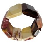 Pearlz Ocean Natural Mookaite Bracelet 28x35mm Rectangle Beads Stretch Bracelet for Ladies Radiolarian Gemstone Bold Neutral Tones - Image 2