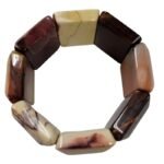 Pearlz Ocean Natural Mookaite Bracelet 28x35mm Rectangle Beads Stretch Bracelet for Ladies Radiolarian Gemstone Bold Neutral Tones