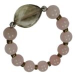 Pearlz Ocean Ladies Rose & Smokey Quartz Stretch Bracelet – 8″ Round Beads, Gold Hematite Accents, 925 Sterling Silver – Versatile Statement Jewelry for Gifting & Everyday Wear - Image 2