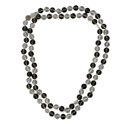 Pearlz Ocean Ladies 36" White & Smoky Quartz Necklace – Knotted Round Beads – Natural Stone Gift Jewelry – Elegant, Versatile Design for Women