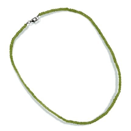 Pearlz Ocean Peridot Necklace for Women – 18" Faceted Rondelle Beads Jewelry in 925 Sterling Silver, Natural Green Gemstone Shine for Everyday Wear