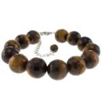 Pearlz Ocean Natural Tiger Eye Bracelet 12mm Round Beads, Elegant 925 Sterling Silver Jewelry for Ladies, Inner Strength & Balance - Image 2