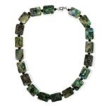 Pearlz Ocean Abalone & Black Onyx Necklace for Women – 18" Natural Shell & Gemstone Beads Jewelry, Alternating Smooth Finish, Calming & Stylish Design