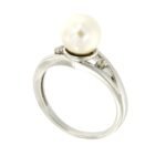 Pearlz Ocean Ladies Natural White Pearl & Topaz Cocktail Ring – 925 Silver Rhodium-Plated – Elegant Freshwater Gemstone Jewelry – Timeless Gift for Women - Image 3