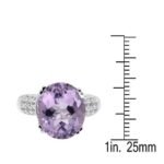 Pearlz Ocean Ladies Natural Purple Rose de France Amethyst & White Topaz Oval Ring – Prong-Set 925 Sterling Silver – Perfect Gift Jewelry - Image 2