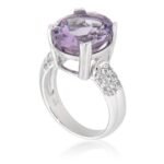 Pearlz Ocean Ladies Natural Purple Rose de France Amethyst & White Topaz Oval Ring – Prong-Set 925 Sterling Silver – Perfect Gift Jewelry - Image 3