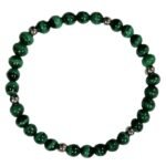 Pearlz Ocean Natural Malachite Bracelet 7.5-8 inch Fancy Round Beads, Ladies 925 Sterling Silver Jewelry, Confidence & Style Booster
