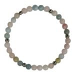 Pearlz Ocean Natural Multi Beryl Gemstone Bracelet – 6mm Round Beads – Ladies – 925 Sterling Silver – For Elegant Everyday Style.