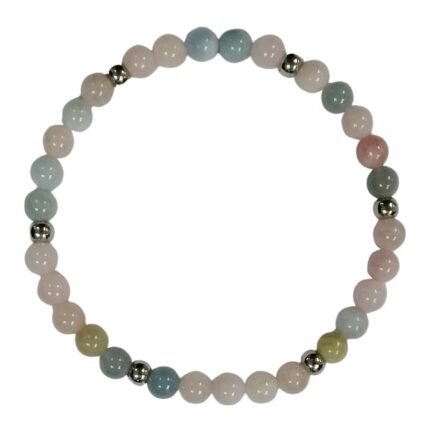 Pearlz Ocean Natural Multi Beryl Gemstone Bracelet – 6mm Round Beads – Ladies – 925 Sterling Silver – For Elegant Everyday Style.