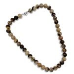 Pearlz Ocean Pink Zebra Jasper Necklace – 18" Knotted Round Beads – Natural Gemstone – 925 Sterling Silver – Elegant Durable Design for Ladies - Image 2