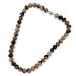 Pearlz Ocean Pink Zebra Jasper Necklace – 18" Knotted Round Beads – Natural Gemstone – 925 Sterling Silver – Elegant Durable Design for Ladies - Image 3