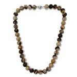 Pearlz Ocean Pink Zebra Jasper Necklace – 18" Knotted Round Beads – Natural Gemstone – 925 Sterling Silver – Elegant Durable Design for Ladies