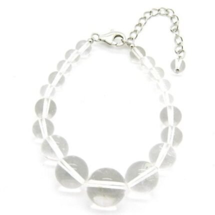 Pearlz Ocean Clear Crystal Bracelet Natural Round Stones 925 Sterling Silver Healing Jewelry for Ladies Elegant Peaceful Design